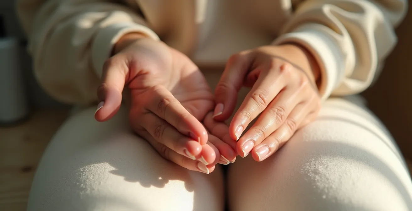 Manos realizando autoexploración como metáfora de inversión en salud preventiva