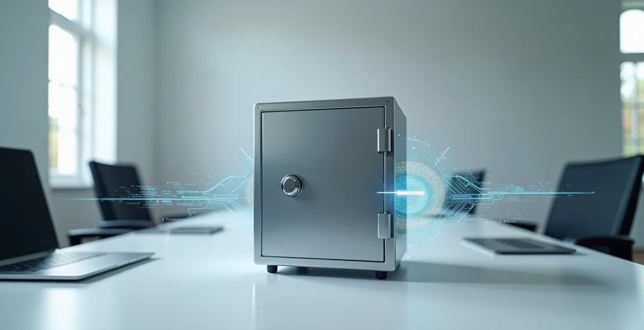 Concepto visual de una bóveda digital personal para almacenar de forma segura el expediente médico completo