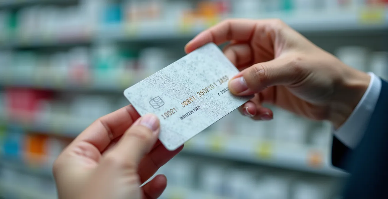 Mano sosteniendo tarjeta sanitaria con código TSI visible de forma abstracta