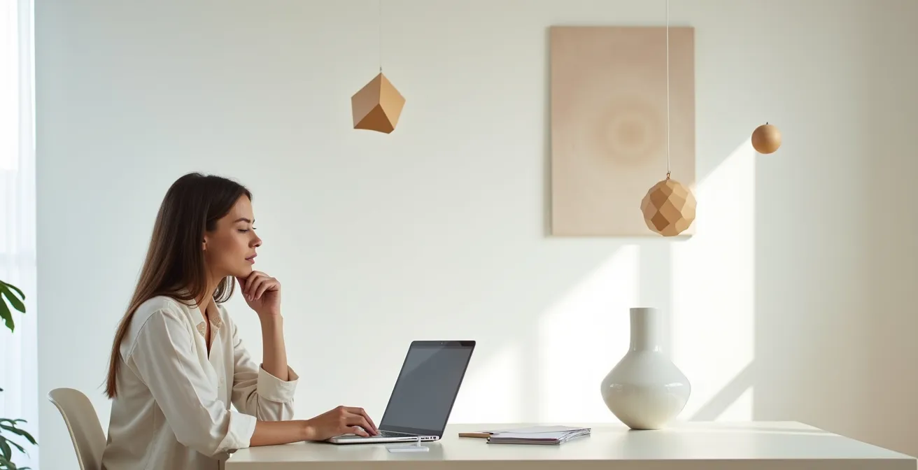 Persona en un entorno minimalista reflexionando sobre sus opciones de seguro médico