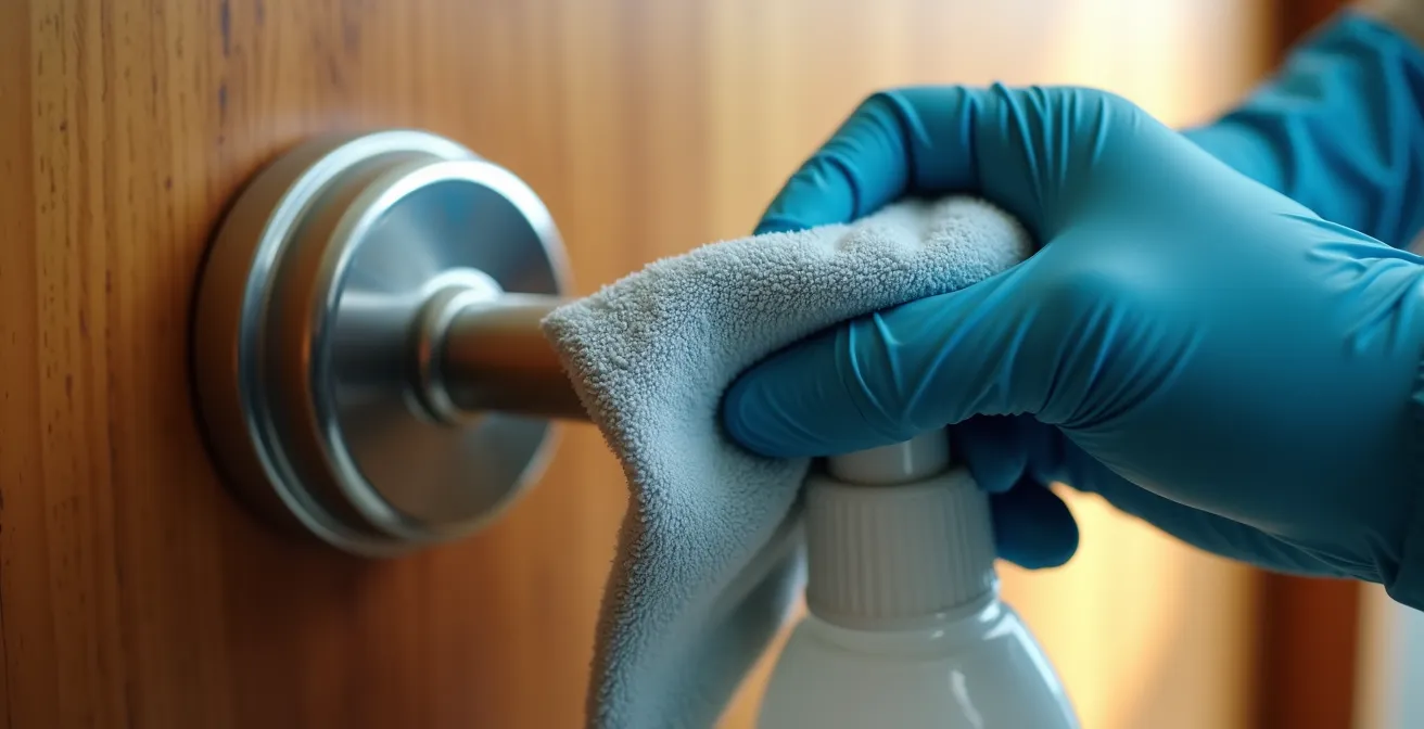 Proceso seguro de desinfección de superficies en el hogar