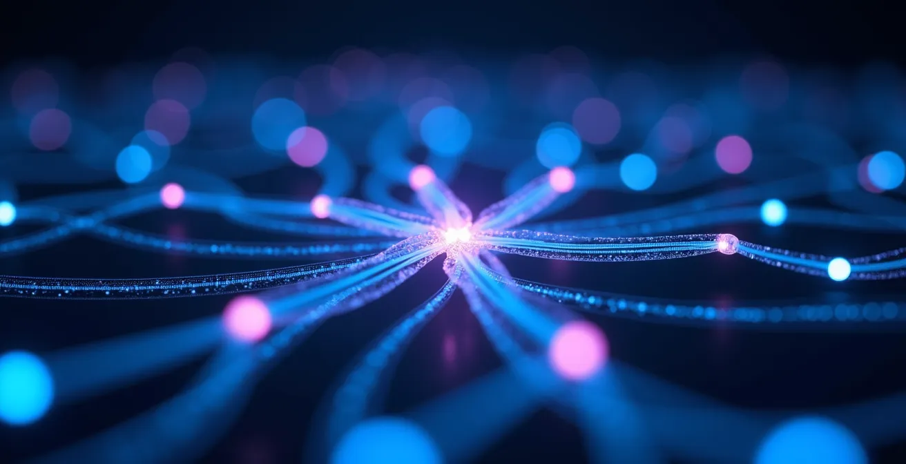 Red neuronal iluminada mostrando nuevas conexiones cerebrales