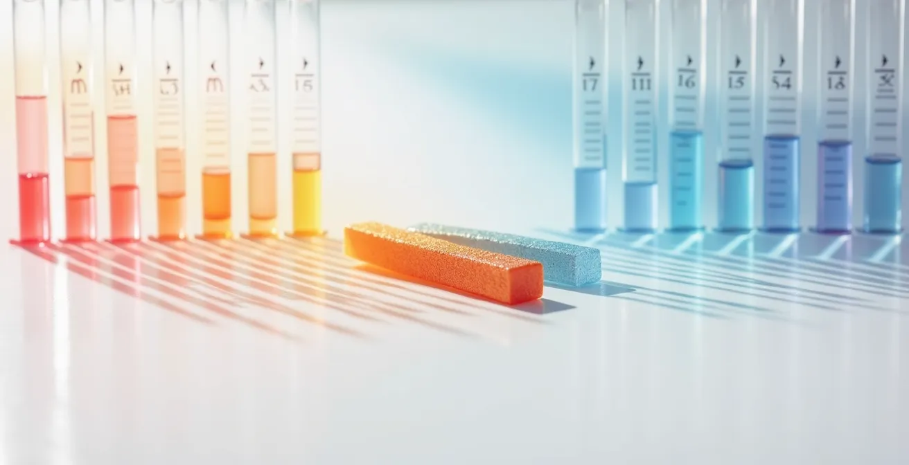 Escala de pH mostrando el rango óptimo para la piel entre 4.5 y 5.5