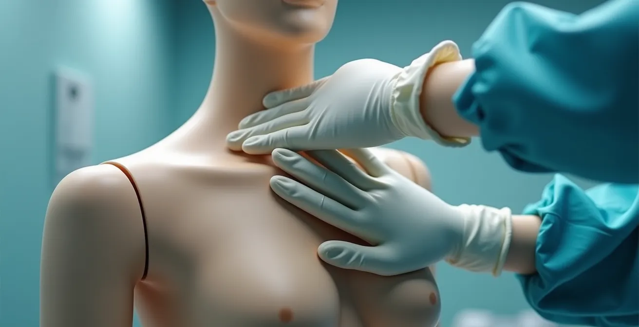 Demostración visual de la técnica de desplazamiento para mamografía con implantes